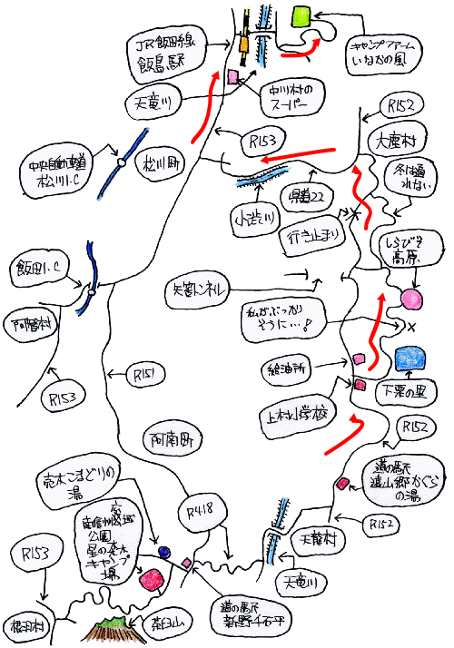 夏のキャンプルート図