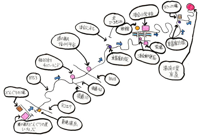 清流の里車屋ルート図