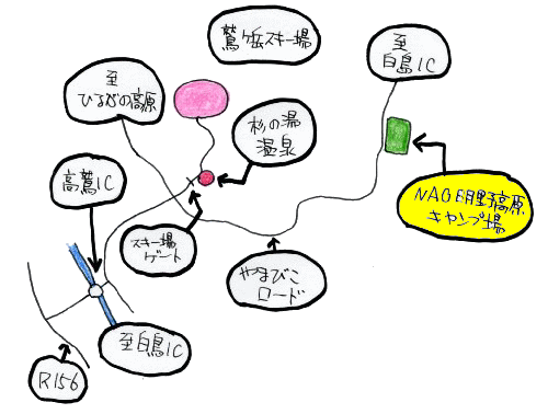 明野高原キャンプ場ルート図