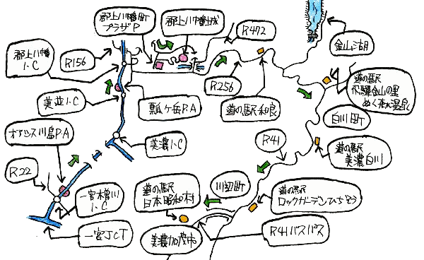 郡上八幡ツーリングルート図