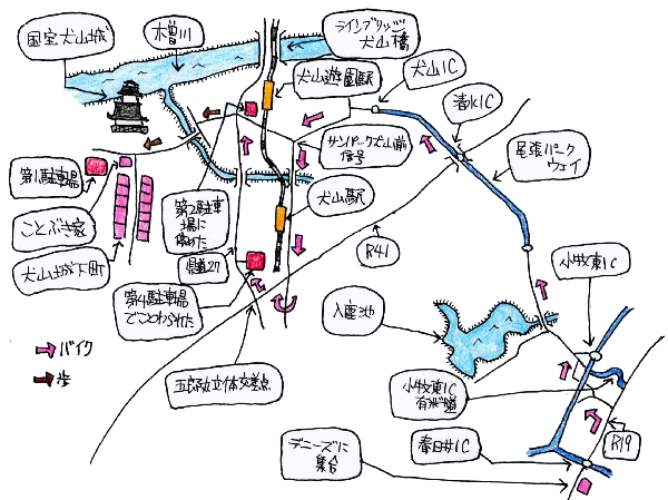 旧車ツーリングルート図