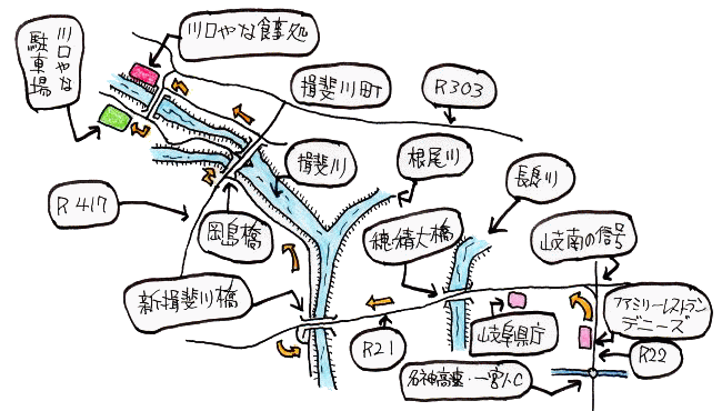 川口やなルート図 川口やなルート図
