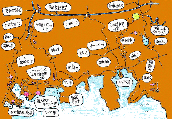 紀伊長島孫太郎海鮮ＢＢＱキャンプルート図