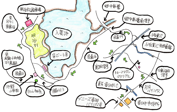 明治村旧車ツーリングルート図 明治村旧車ツーリングルート図