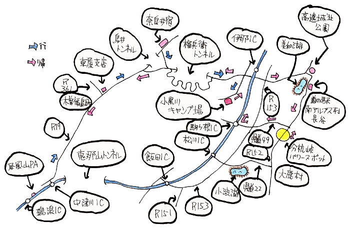気ままなキャンプルート図 気ままなキャンプルート図