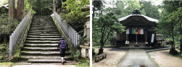 石段を上がって本堂へ 石段を上がって本堂へ