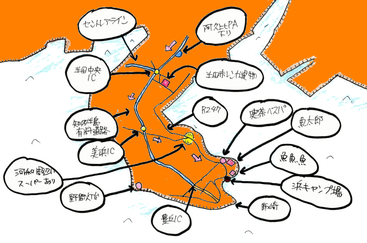 海鮮BBQルート図 海鮮BBQルート図