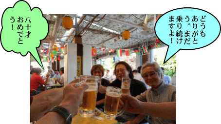 石さんの80才ライダーを祝う 石さんの80才ライダーを祝う