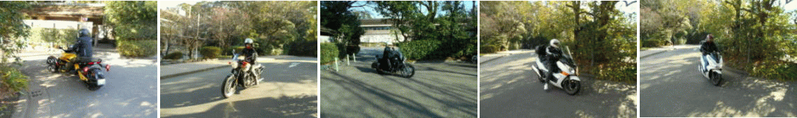 二輪車置き場へ集まるバイク達 二輪車置き場へ集まるバイク達