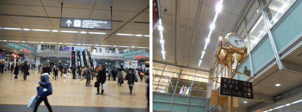 混み合う金の時計前 金の時計前に集合