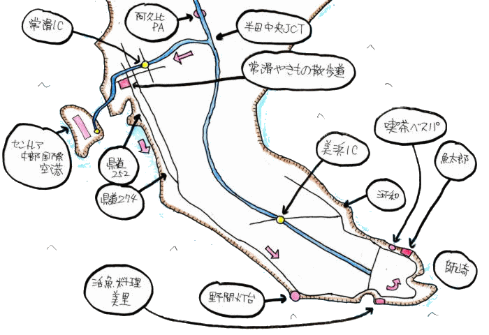番外知多半島ルート図 番外知多半島ルート図