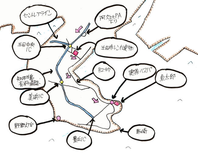 知多半島ルート図 知多半島ルート図