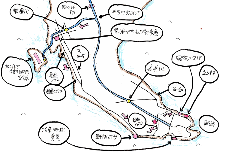 番外知多ツーリングルート図 番外知多ツーリングルート図