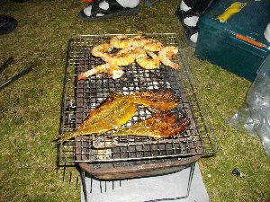 サンマの干物と車エビ