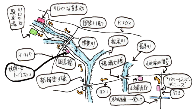 川口やなルート図 川口やなルート図