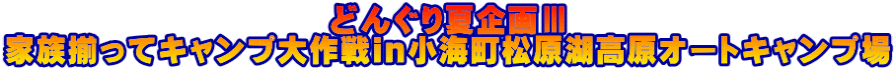 どんぐり夏企画Ⅲ 家族揃ってキャンプ大作戦in小海町松原湖高原オートキャンプ場