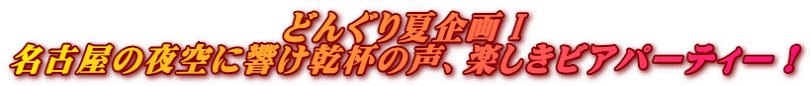どんぐり夏企画Ⅰ 名古屋の夜空に響け乾杯の声、楽しきビアパーティー！