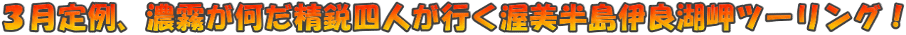 3月定例、濃霧が何だ精鋭四人が行く渥美半島伊良湖岬ツーリング!