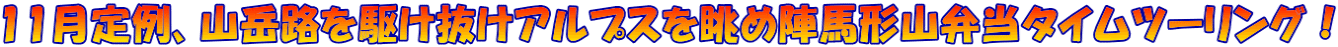11月定例、山岳路を駆け抜けアルプスを眺め陣馬形山弁当タイムツーリング！