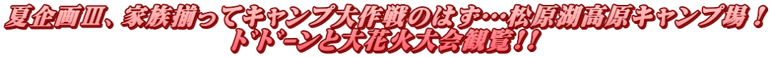 夏企画Ⅲ、家族揃ってキャンプ大作戦のはず・・・松原湖高原キャンプ場! ドドーンと大花火大会観覧!!