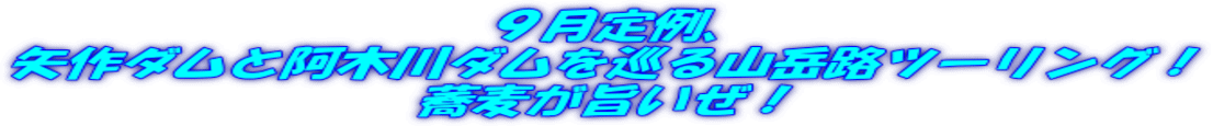 9月定例、 矢作ダムと阿木川ダムを巡る山岳路ツーリング! 蕎麦が旨いぜ!