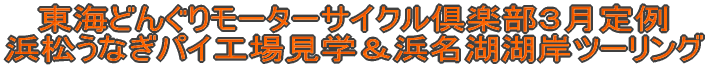 東海どんぐりモーターサイクル倶楽部3月定例 浜松うなぎパイ工場見学&浜名湖湖岸ツーリング