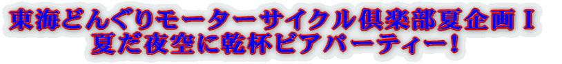 東海どんぐりモーターサイクル倶楽部夏企画T 夏だ夜空に乾杯ビアパーティー!